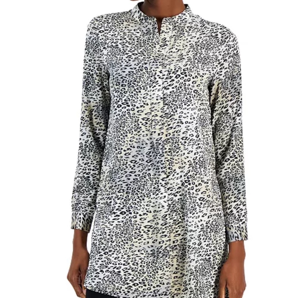 Anne Klein Black and White Animal Print Tunic